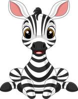 Cartoon cute baby zebra sitting vector