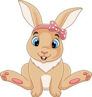 Cute baby rabbit cartoon sitting vector