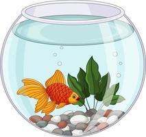 Cartoon goldfish swimming in fishbowl vector