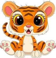 Cartoon cute baby tiger sitting vector