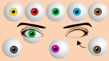 Eyeball collection set. Various colors of iris and pupil. Can be attached behind the eyes. vector