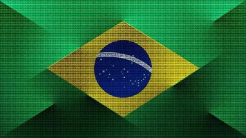 The national flag of Federative Republic  of Brazil. HD wallpaper with knitted fabric look and pop up shadow gradient style. vector