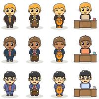 set of funny cartoon office worker. vector