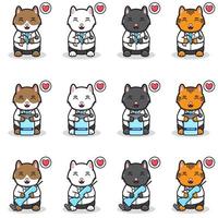 Vector illustration of Smile Cats with Doctor costume.