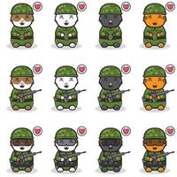 Vector illustration of Smile Cats with Soldier costume.