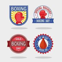 cuatro iconos del día del boxeo vector