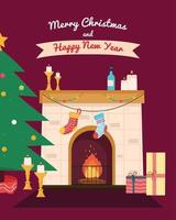 merry christmas lettering card vector