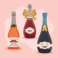 champagne drink three bottles vector