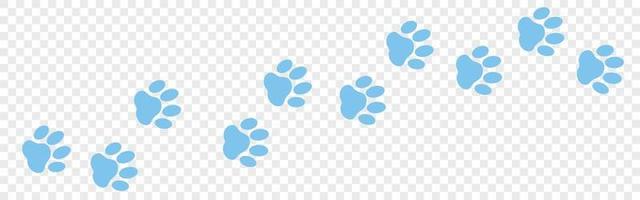 icono de impresión de pata azul aislado patrón sin costura sobre fondo transparente. huella de perro o gato. pista de animales ilustración vectorial vector