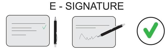 obtener firmas electrónicas icono de concepto turquesa. documento de firma digital idea abstracta ilustración de línea delgada. dibujo de contorno aislado vector