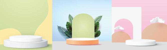 podium stand minimal wall clean vector 3d modern empty design for product mockup display abstract