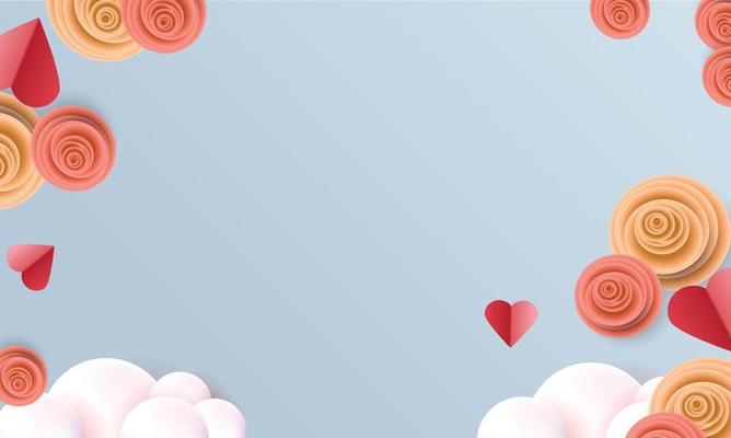 valentine backgrounds heart red sky pink frame banner design concept poster card vector