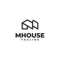 House line letter M logo vector design illustration for real estate