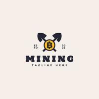 bitcoin mining logo design vector icon illustration