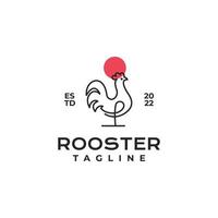 Line art rooster monoline minimalist logo vector design illustration