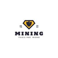 pala diamante minería oro logo icono vector diseño ilustración