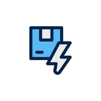 fast delivery icon design vector symbol package, cardboard box, fast, speed, thunderbolt for ecommerce