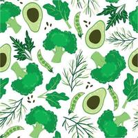 Seamless Pattern with Green Vegetables vector