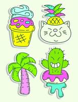 Hand drawn various funny objects stickers vector