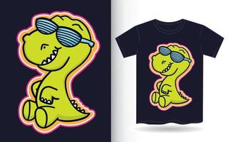 Hand drawn little dino cartoon for t shirt vector