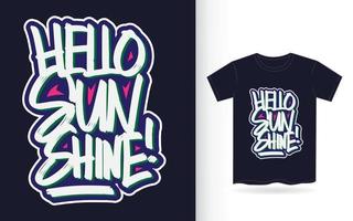 Hello sunshine hand lettering for t shirt vector