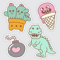 Cute funny stickers hand drawn vector