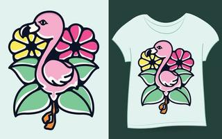 Flamingo old school style illustration for t shirt vector