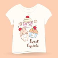 Cute cupcake hand drawn for t shirt vector