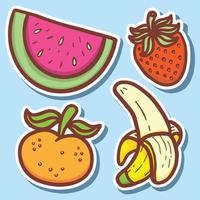 lindas pegatinas de frutas dibujadas a mano vector