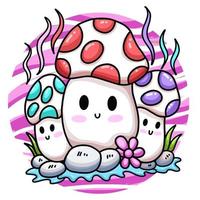 Cartoon cute mushroom for print vector