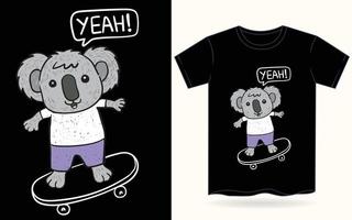 lindo koala dibujado a mano para camiseta vector