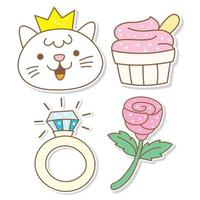 Funny objects hand drawn sticker set vector