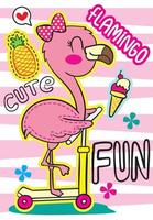 Cute flamingo illustration for t shirt.eps vector