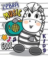 Cute zebra cartoon illustration for t shirt.eps vector