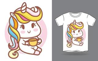 dibujos animados lindo bebé unicornio para estampado de camiseta vector