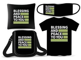 Blessing and peace to you lettering design for t shirt and merchandising vector