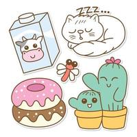 Cute funny stickers hand drawn vector