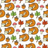 Cute hand drawn fox and autumn objects seamless pattern vector