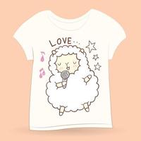 Cute hand drawn little sheep for t shirt vector