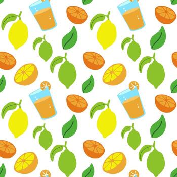Lemon and citrus seamless pattern vector