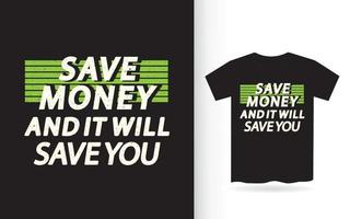 Motivational quote about money lettering design for t shirt vector