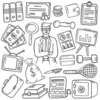 generation x doodle hand drawn set collections with outline black and white style vector