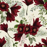 Beautiful watercolor red flower seamless pattern vector