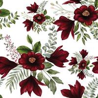 Beautiful watercolor red flower seamless pattern vector