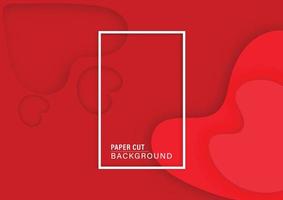 Wavy red color background with papercut style vector