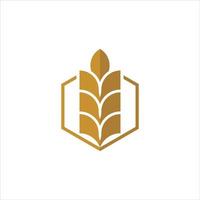 simple gold illustration growth wheat logo design vector
