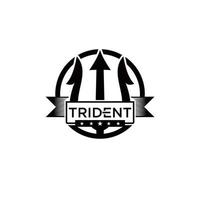 señal de tridente de insignia retro en color negro vector