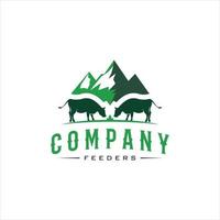 Farm Industry logo mountain cattle feeders illustration vector