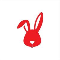 rabbit head logo simple red color illustration vector