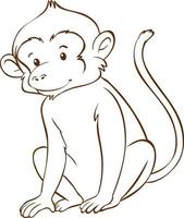 Monkey in doodle simple style on white background vector